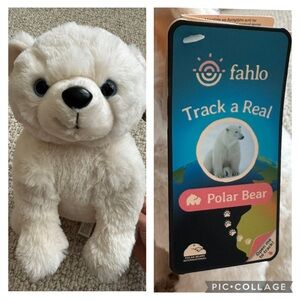 NWT Fahlo GPS Tracking Venture Polar Bear Plush Stuffed Animal